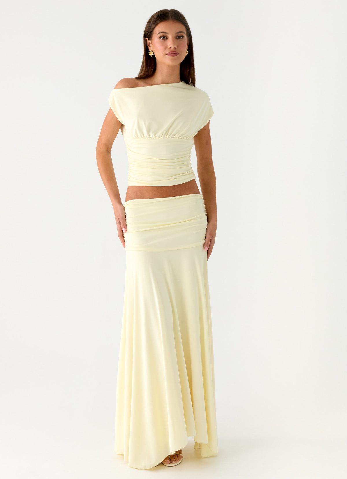Liana Ruched Maxi Skirt - Yellow