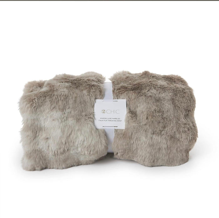 Marbled Faux Fur Throw Two's Company Blanket