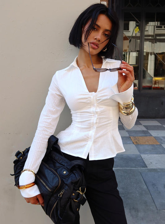 Elowenn Long Sleeve Top White