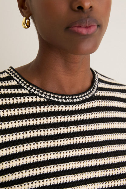 Black and Ivory Stripe Theo Sweater