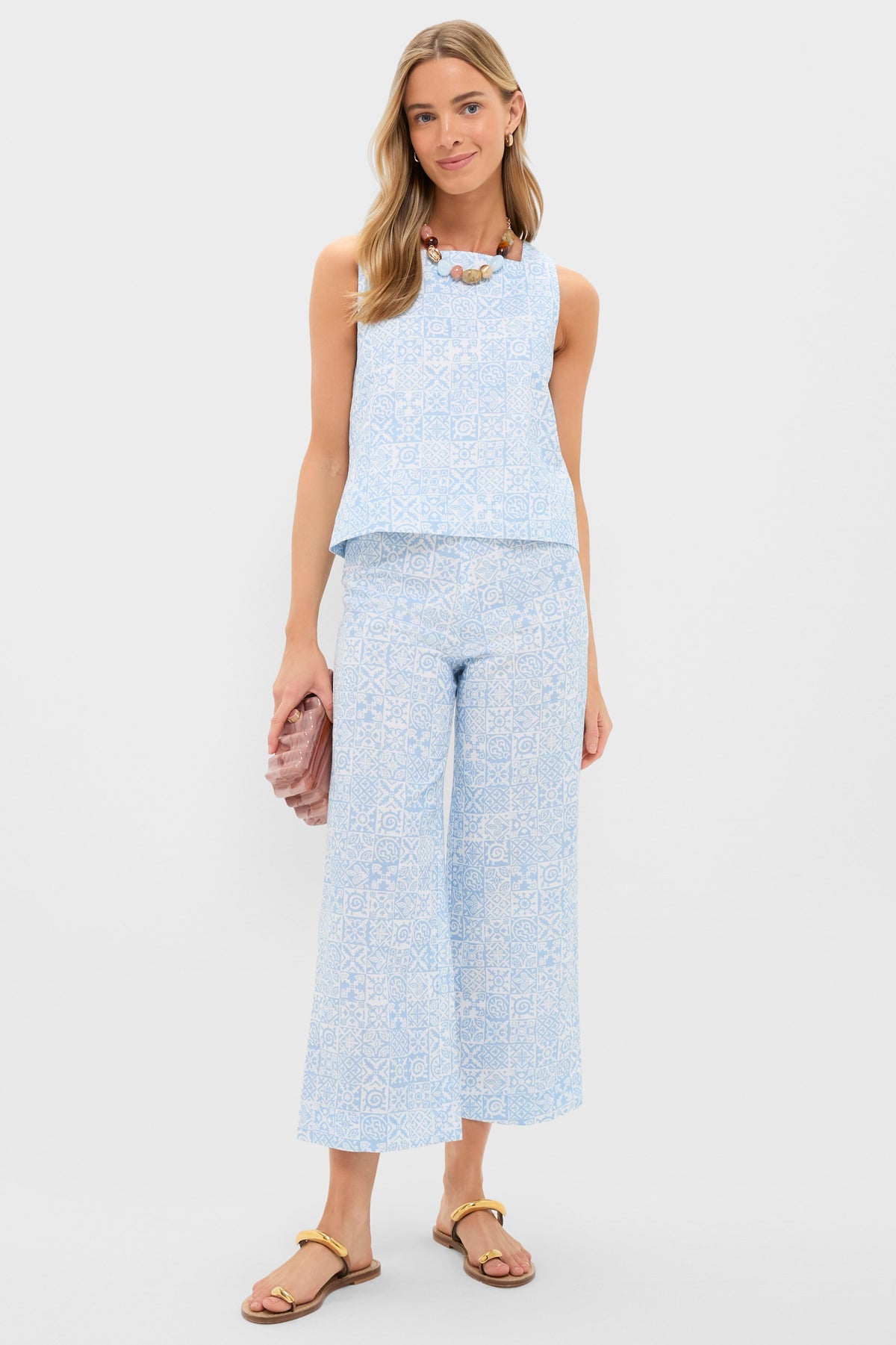Blue Checkerboard Shift Top