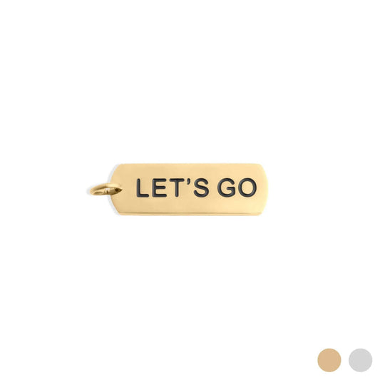 18K Gold PVD Stainless Steel Lets Go Script Charm: Gold WJW