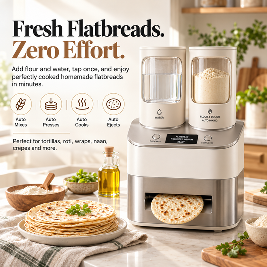 🎉 Kitchen Upgrade Special – Fully Automatic Flatbread Maker for Fresh Tortillas, Roti & Wraps