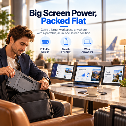 🎉 Anniversary Sale – Triple Screen Laptop Extender, Portable 3-Screen Monitor Setup for Multitasking, Remote Work & Travel