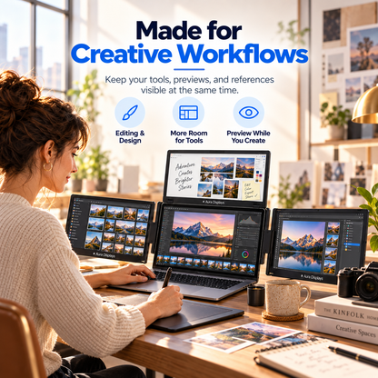 🎉 Anniversary Sale – Triple Screen Laptop Extender, Portable 3-Screen Monitor Setup for Multitasking, Remote Work & Travel