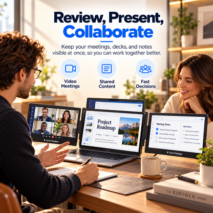 🎉 Anniversary Sale – Triple Screen Laptop Extender, Portable 3-Screen Monitor Setup for Multitasking, Remote Work & Travel