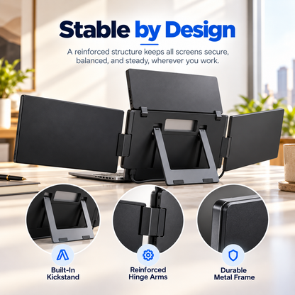 🎉 Anniversary Sale – Triple Screen Laptop Extender, Portable 3-Screen Monitor Setup for Multitasking, Remote Work & Travel