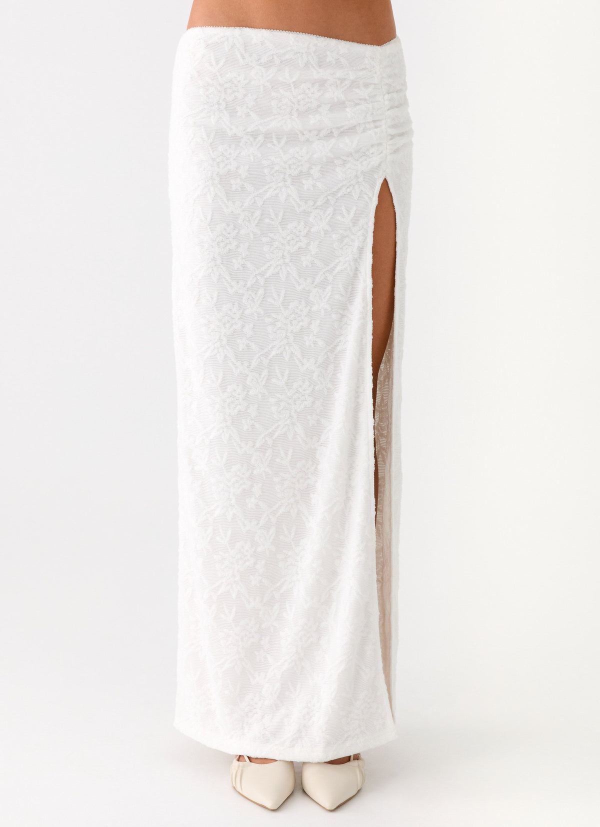 Griff Low Rise Jacquard Maxi Skirt - White