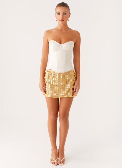 Kasen Sequin Mini Skirt - Gold