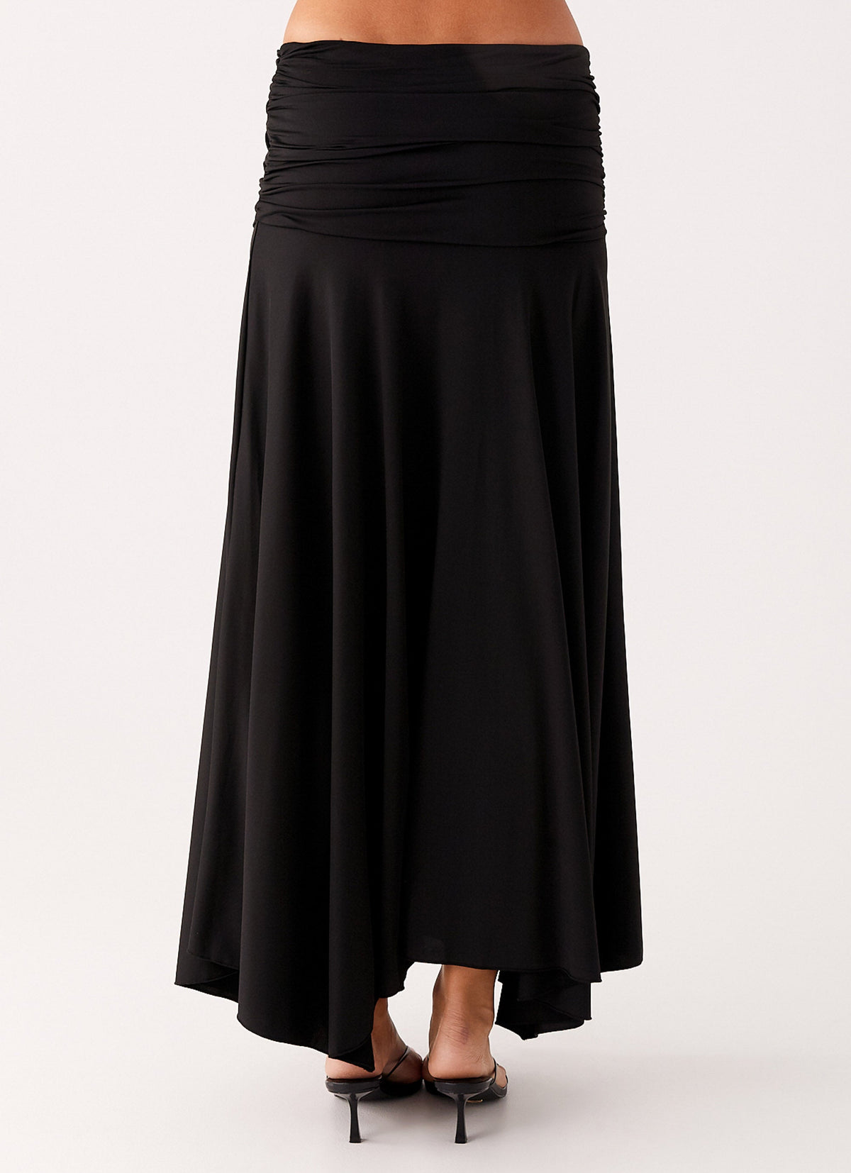 Liana Ruched Maxi Skirt - Black