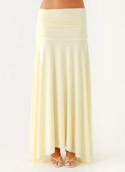 Liana Ruched Maxi Skirt - Yellow