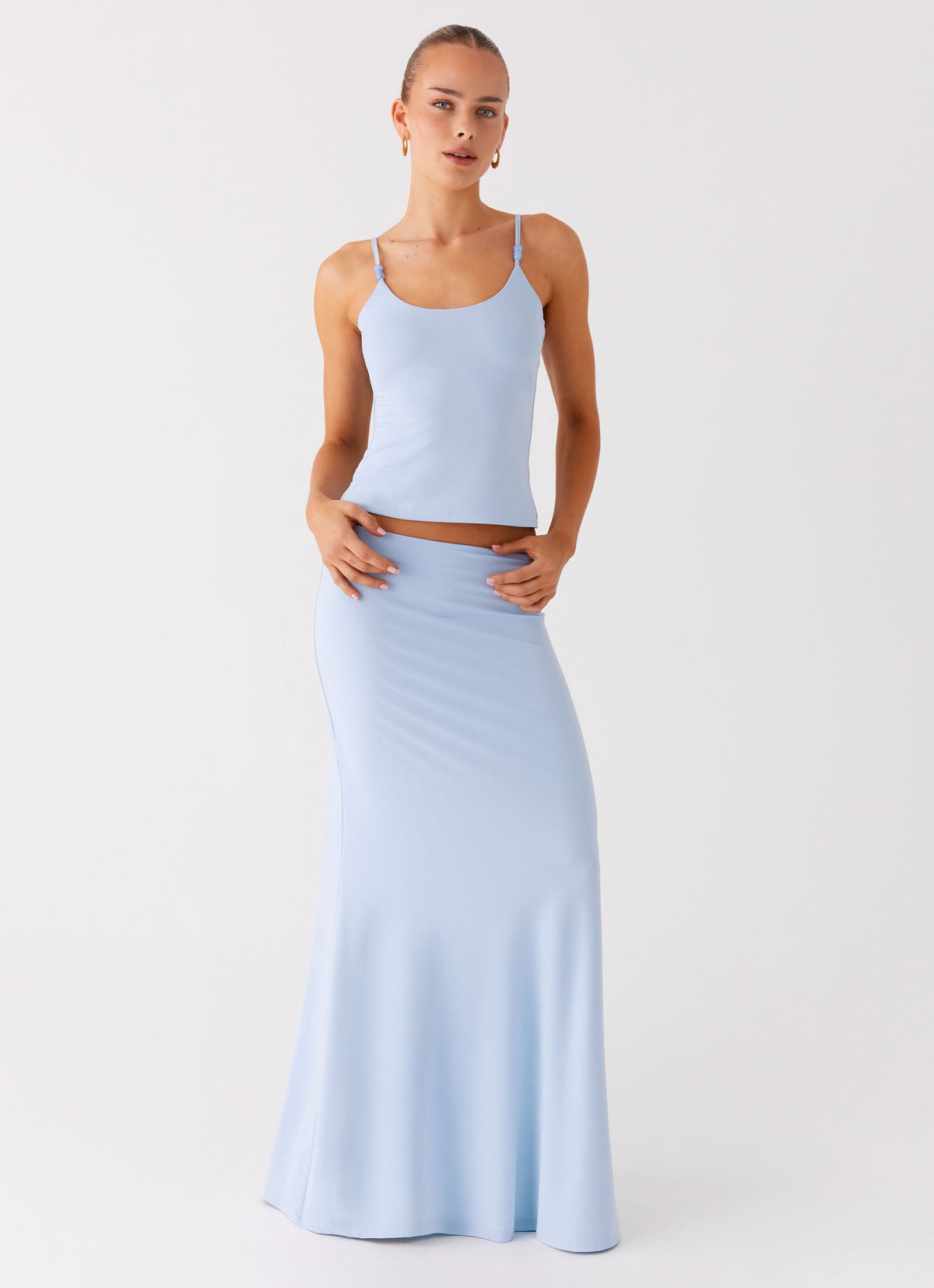 Like A Flower Maxi Skirt - Baby Blue