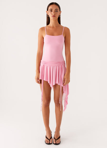 Lino Mini Dress - Baby Pink