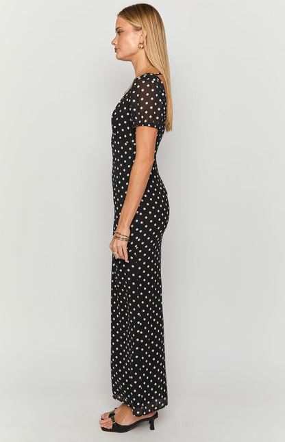 Lovella Black Polka Dot Maxi Dress