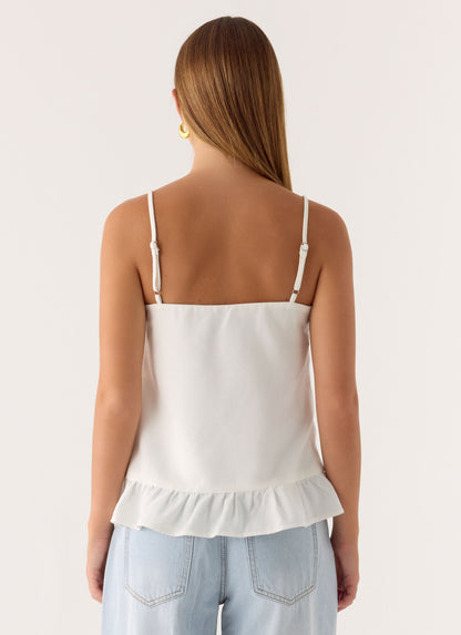 Lucie Mae Linen Top - White