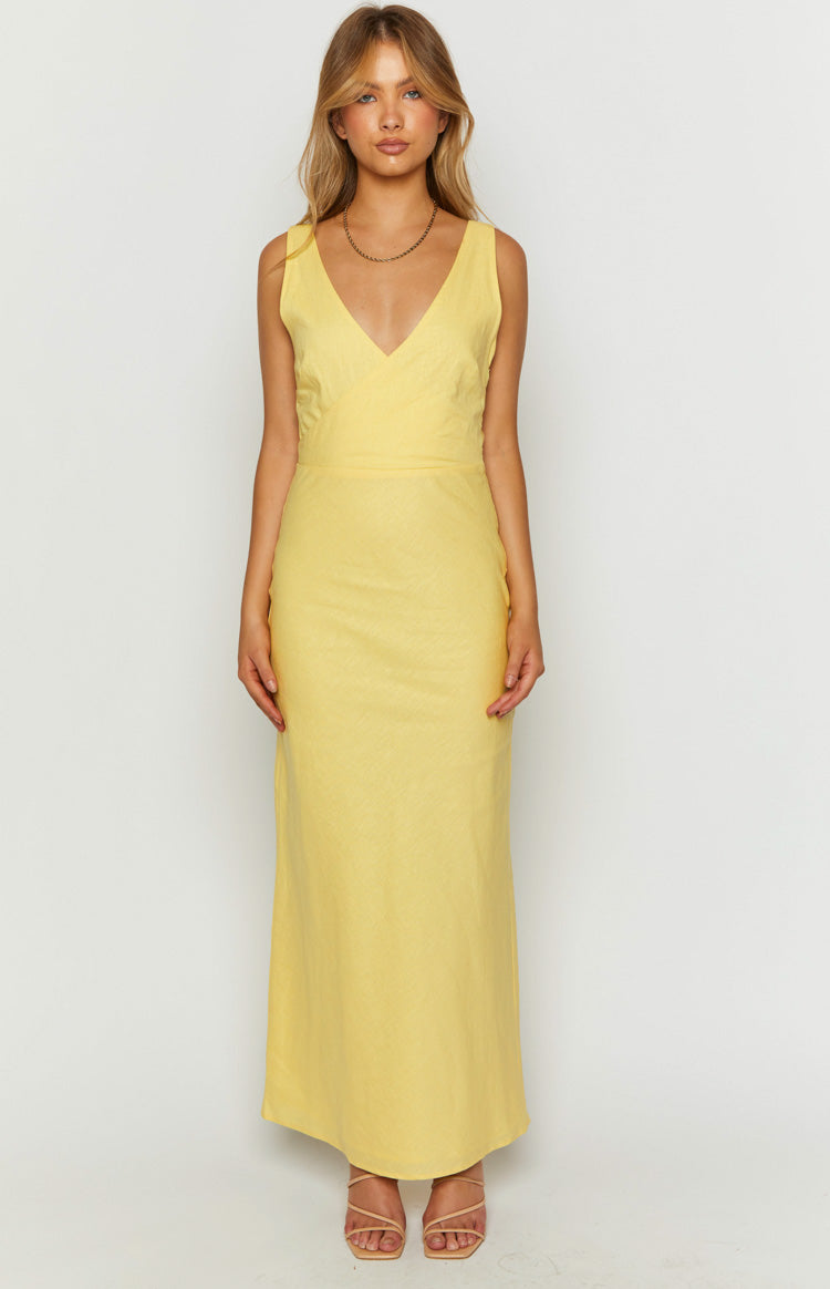 Resorts Yellow Linen Blend Maxi Dress