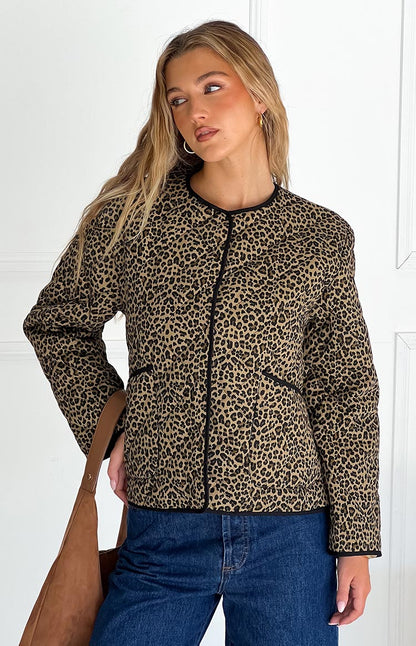 Robbie Leopard Print Quilted Jacket