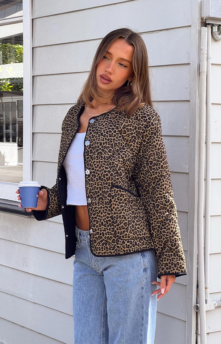 Robbie Leopard Print Quilted Jacket