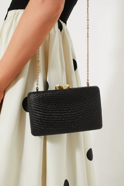 Black Jen Clutch with White Stones