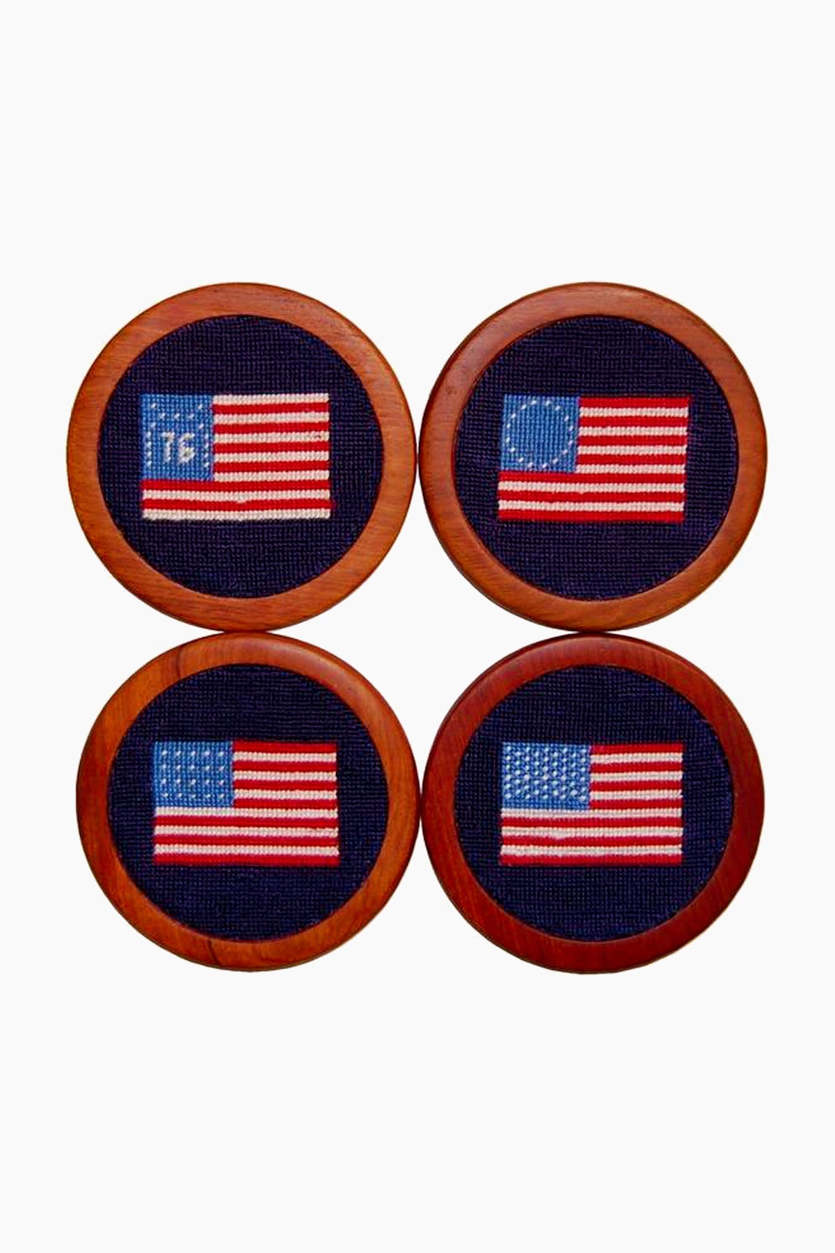 American Flag Needlepoint Coaster Set