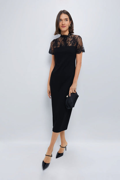 Black Lace Agatha Midi Dress