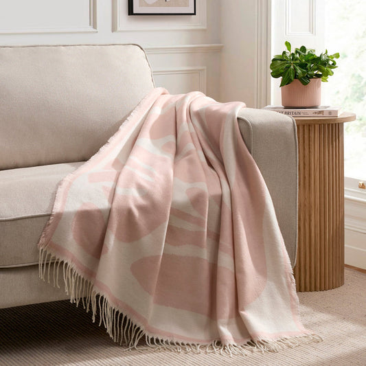 Abstract Floral Sofa Throw - Pink Sand - DUSK