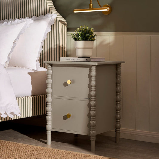 Bonnie 2 Drawer Bedside Table - Taupe - DUSK