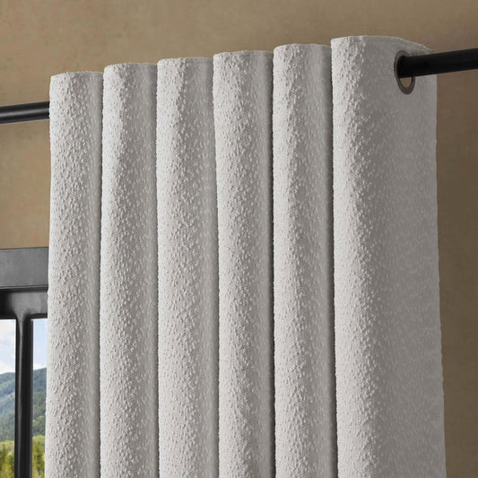 Boucle Black Out Curtains - White - DUSK