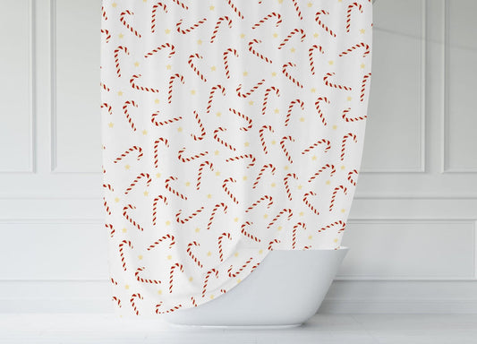 Christmas Shower Curtain Candy Canes, Bathroom Decor and Accessories | Pippa + June