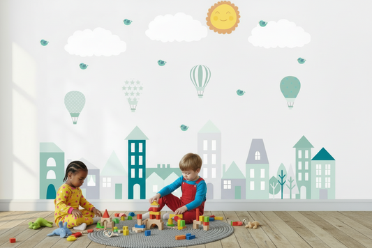 Kids Wall Decals City Scene, Wall Stickers, Nursery Wall Decals, Gender Neutral Nursery, Baby Wall Decals, Nursery Wall Decor, Kids Bedroom Wall Decor, Playroom Decor, Made in Canada | Pippa + June