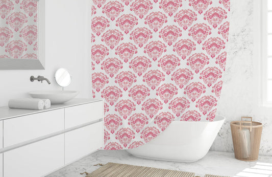 Vintage Shower Curtain Damask Pink, Bath Curtain, Bathroom Decor & Accessories | Pippa + June