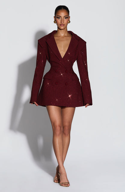 Elvira Mini Dress - Burgundy Sparkle