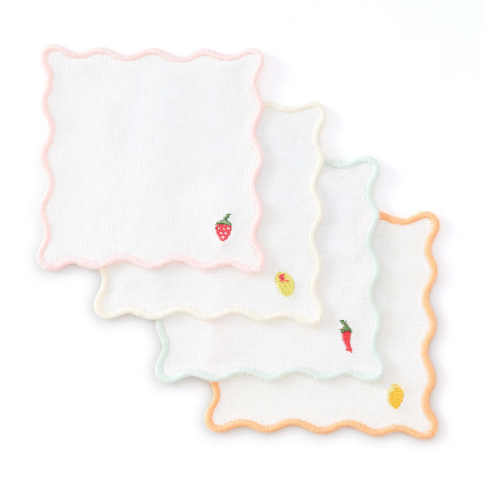 Food Embroidered Pack of 4 Coasters - Multi - DUSK