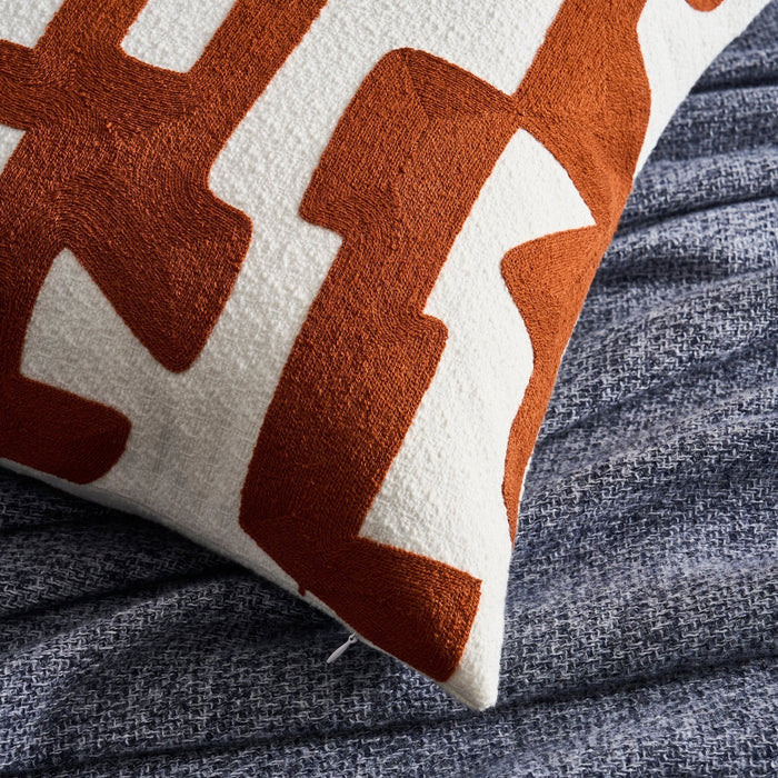 Geometric Jacquard Sofa Cushion Cover - Burnt Orange - DUSK