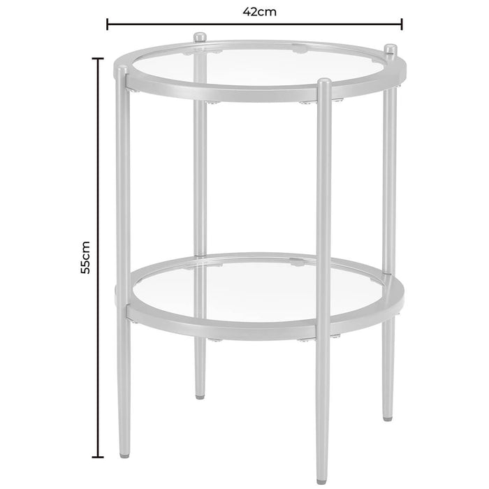 Glass Round Side Table - Stone - DUSK