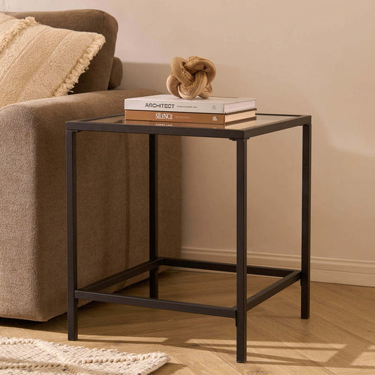 Glass Square Side Table - Black - DUSK