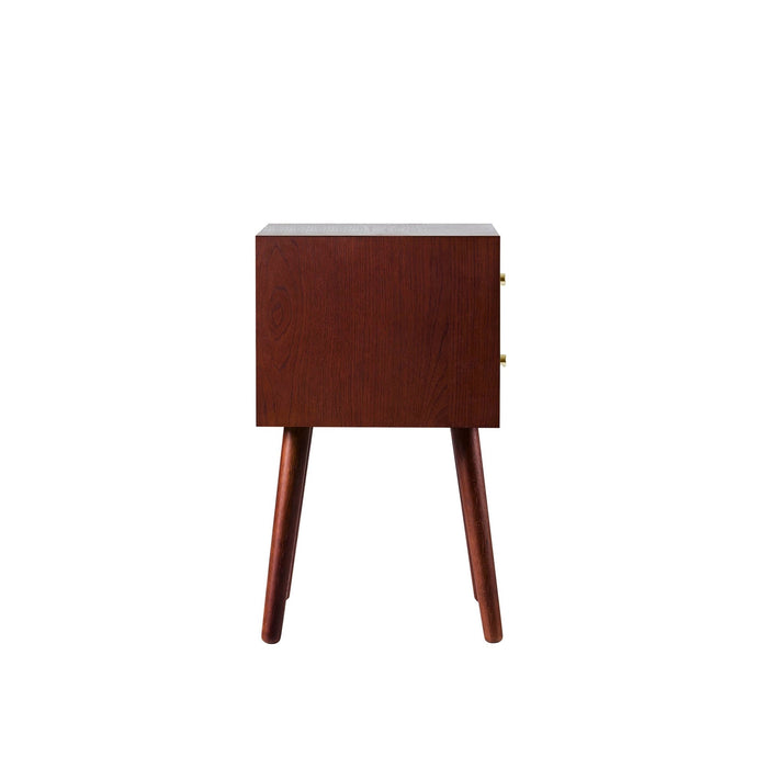 Heidi Oak 2 Drawer Bedside Table - Cherry Wood - DUSK
