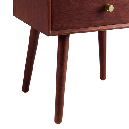 Heidi Oak 2 Drawer Bedside Table - Cherry Wood - DUSK