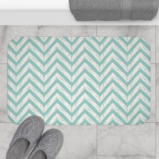 Mint Green Herringbone Bath Mat, Modern Shower Mats, Modern Bath Rugs, Bathroom Bath Mat, Modern Bathroom Decor, Minimalist Bath