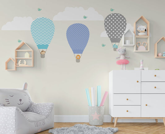 Boys Wall Decals Hot Air Balloons, Boys Nursery Wall Stickers, Boys Wall Decals, Boys Bedroom Wall Decor, Boys Modern Decor, Made in Canada | Pippa + June