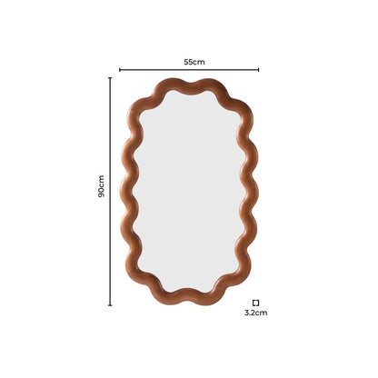 Indie Wavy Wood Mirror - Mid Wood - DUSK