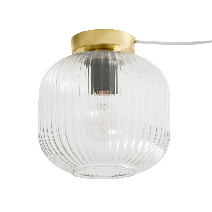 Jules Ribbed Glass Flush Ceiling Light - Clear/Gold - DUSK