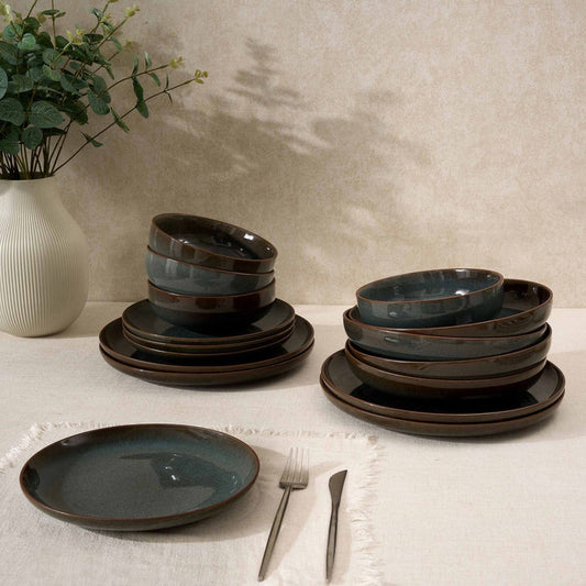 Juniper 16 Piece Dinner Set - Grey/Blue - DUSK