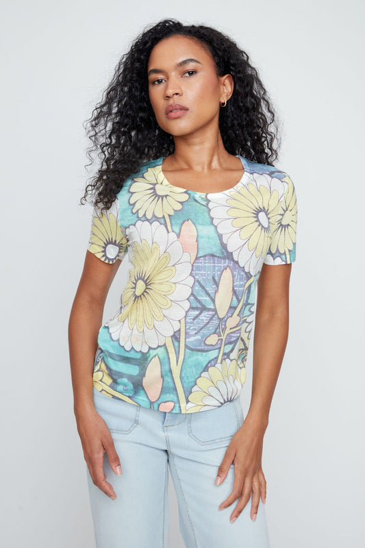 Knit Top in Corn Combo by Renuar Corwik | Renuar Casual Top Small