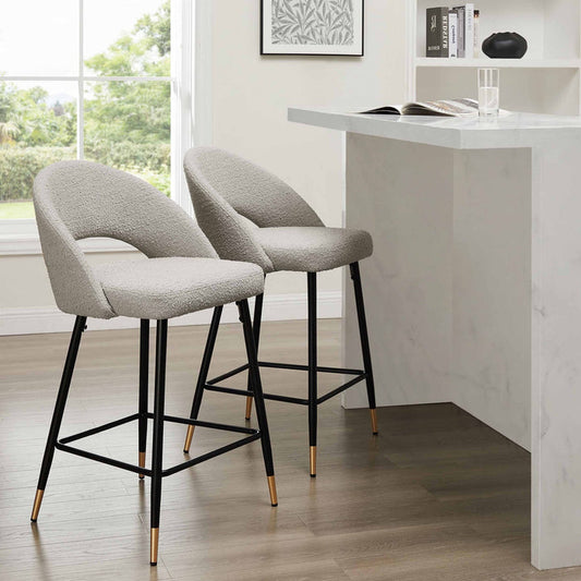 Lola Set of 2 Barstools - Bouclé - Taupe - DUSK