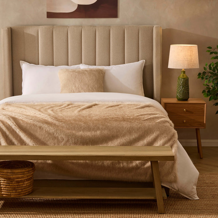 Long Faux Fur Throw - Natural - DUSK