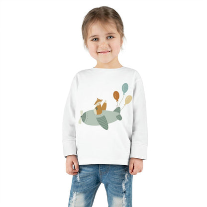 Kids Long Sleeve Cotton Tee Fox Airplane Balloons, Toddler Tops, Kids Tees, Kids Tops, Kids Clothing, Made in the USA