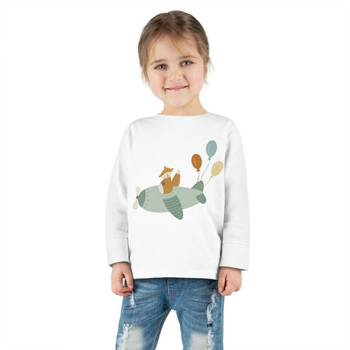 Kids Long Sleeve Cotton Tee Fox Airplane Balloons, Toddler Tops, Kids Tees, Kids Tops, Kids Clothing, Made in the USA