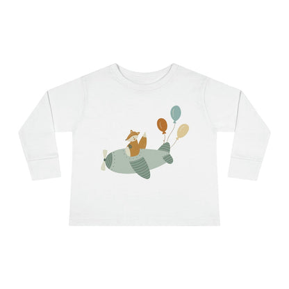 Kids Long Sleeve Cotton Tee Fox Airplane Balloons, Toddler Tops, Kids Tees, Kids Tops, Kids Clothing, Made in the USA