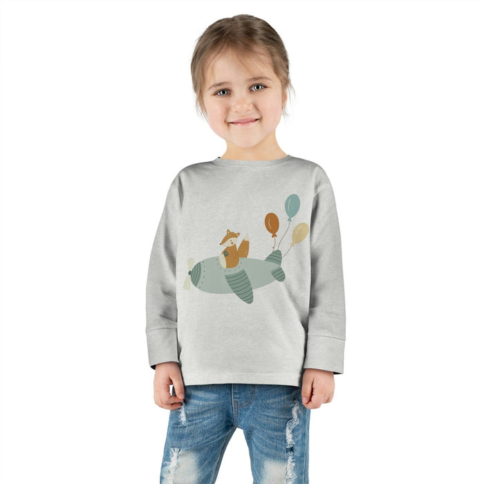 Kids Long Sleeve Cotton Tee Fox Airplane Balloons, Toddler Tops, Kids Tees, Kids Tops, Kids Clothing, Made in the USA